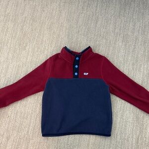 Vineyard Vines Kids Two-Tone Fleece Pullover - Burgundy & Navy